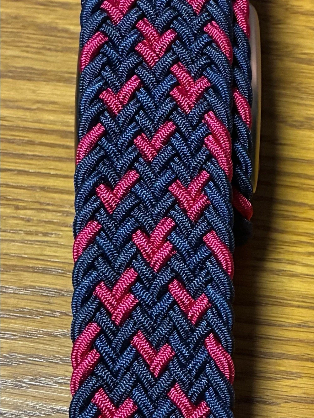 Original Penguin by Munsingwear Mens Braided Elastic Stretch Belt Red Blue Woven